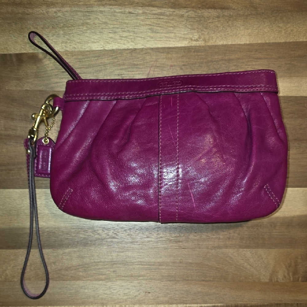 Coach Magenta Leather Wristlet